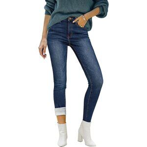 Women's Fleece Lined Jeans Thermal Denim Jeggings High Waist Stretch Warm